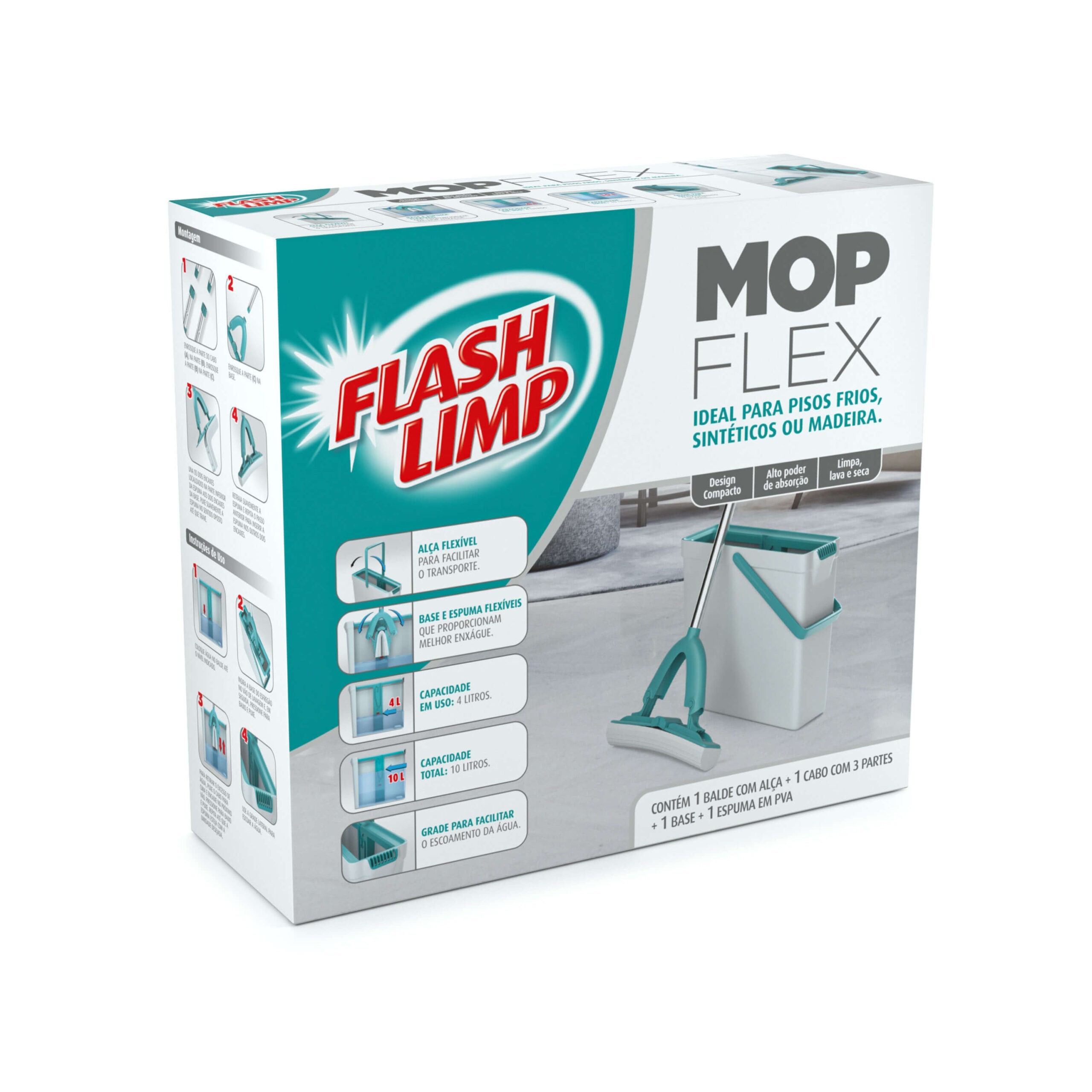 Mop Flex Rodo Magico Esfregão De Limpeza Multiuso Flashlimp