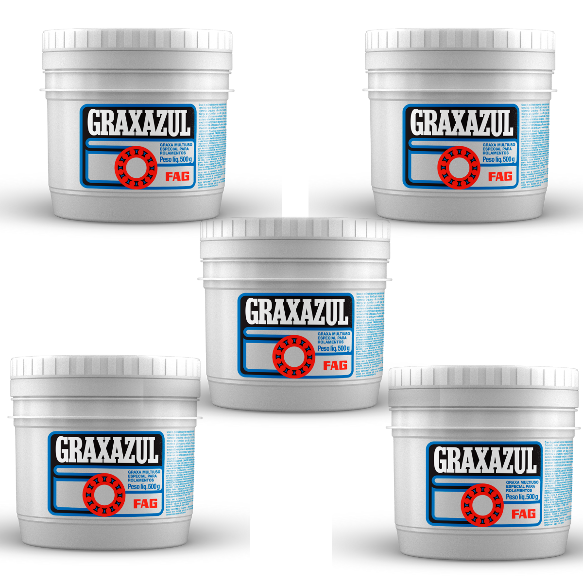 Kit com 5 latas de graxa azul para rolamentos 500gr -FAG
