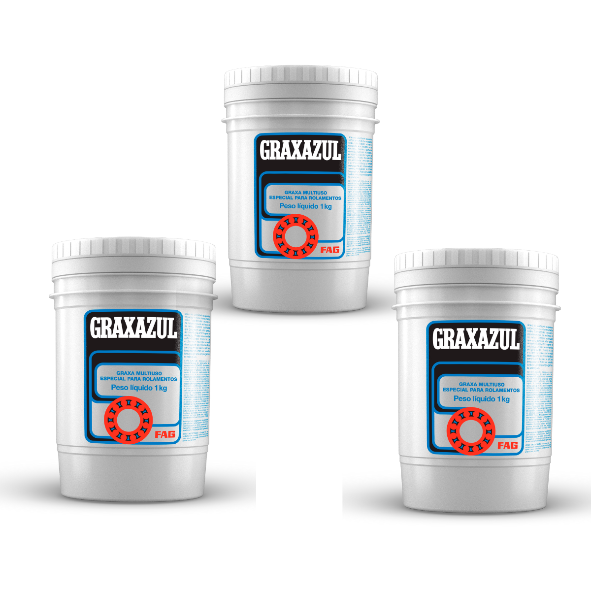 Kit com 3 latas de graxa azul para rolamentos 01kg - FAG