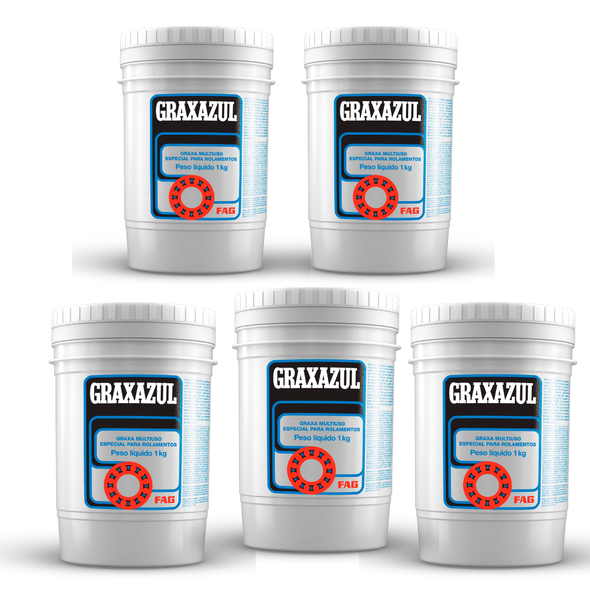 Kit com 5 latas de graxa azul para rolamentos 01kg - FAG