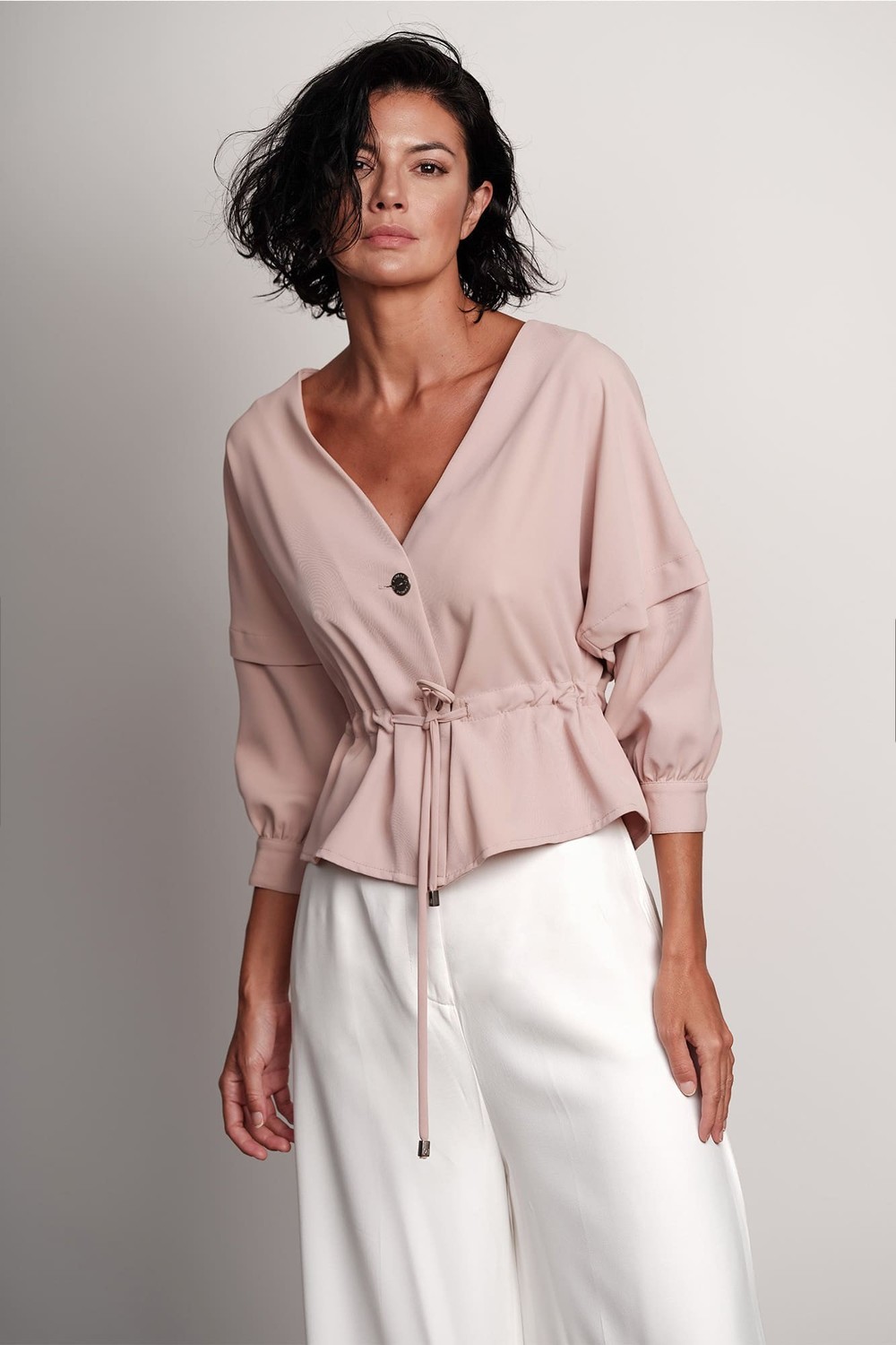 Blusa Crepe Rosa Pó Lenita