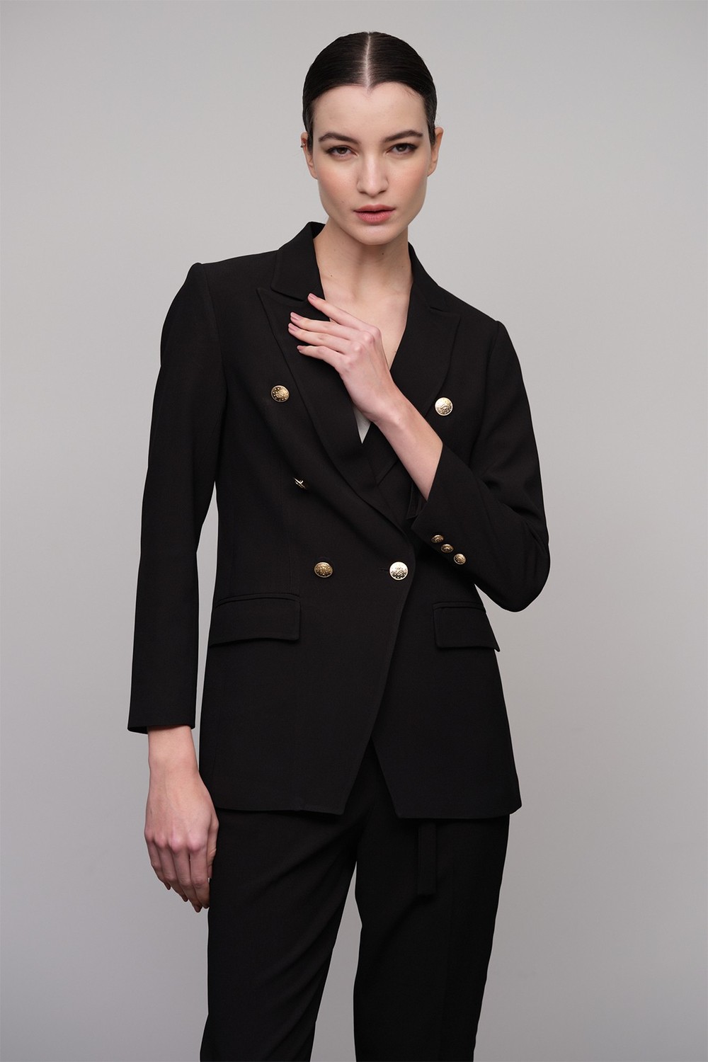 Blazer Crepe Patou Barbara CB Preto