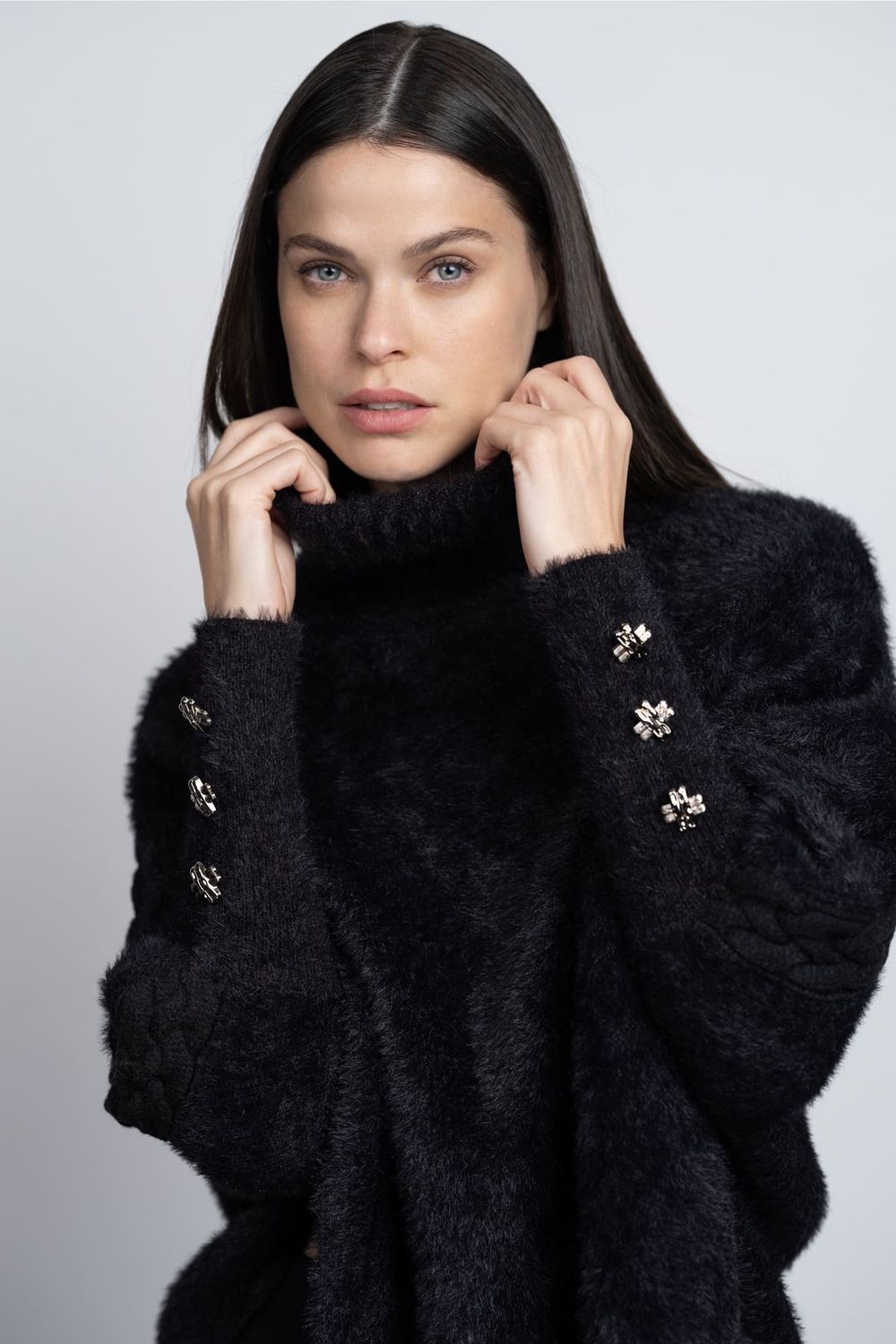 Poncho Tricot Preto Amanda 