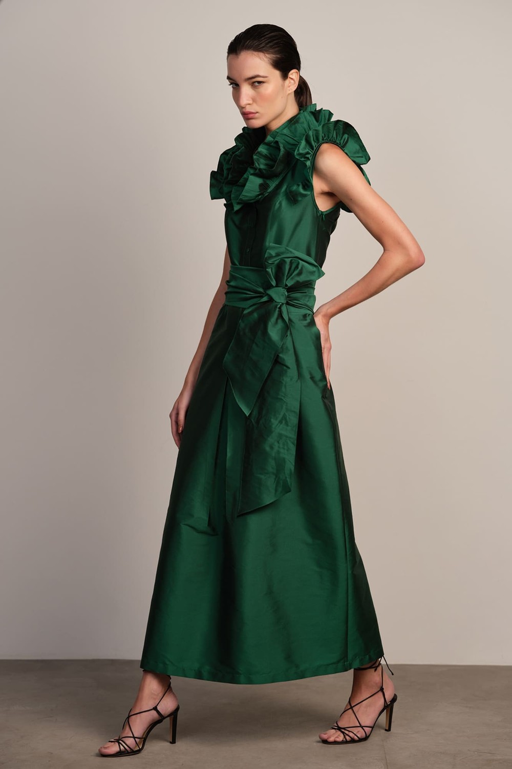 Vestido Tafeta Alexandra Verde