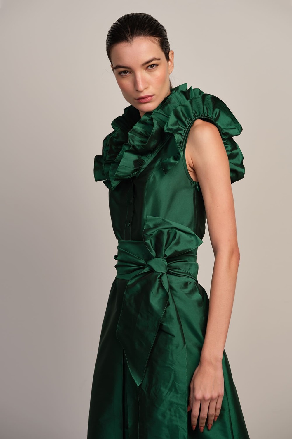 Vestido Tafeta Alexandra Verde