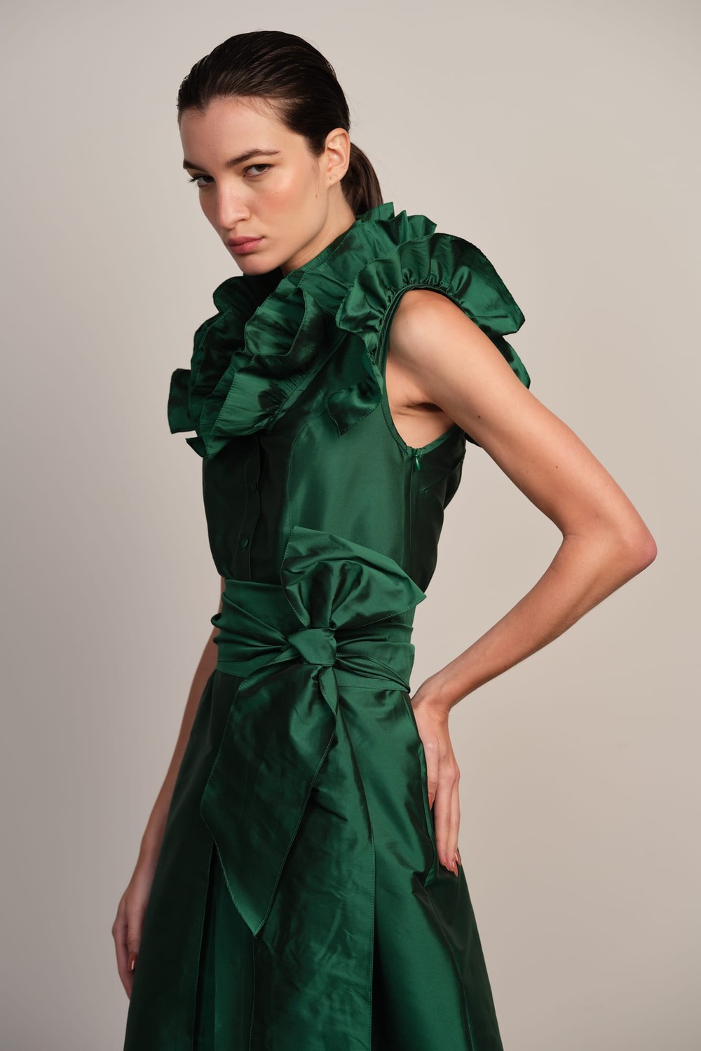 Vestido Tafeta Alexandra Verde