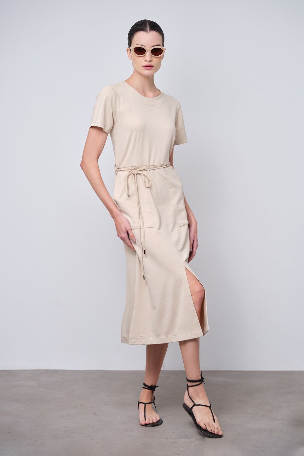 Vestido Moletinho Bege Sheila