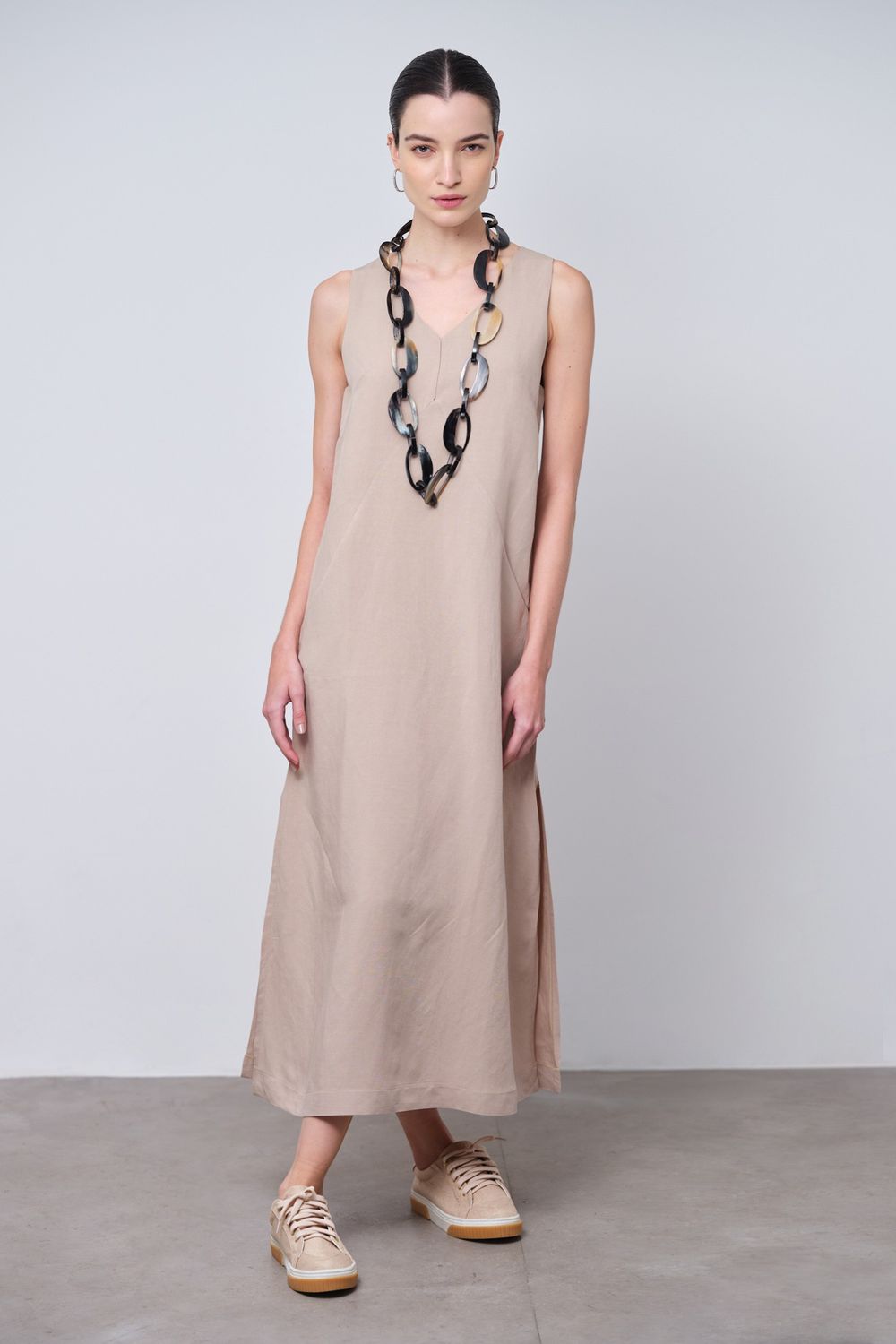 Vestido Linho Bege Daniela