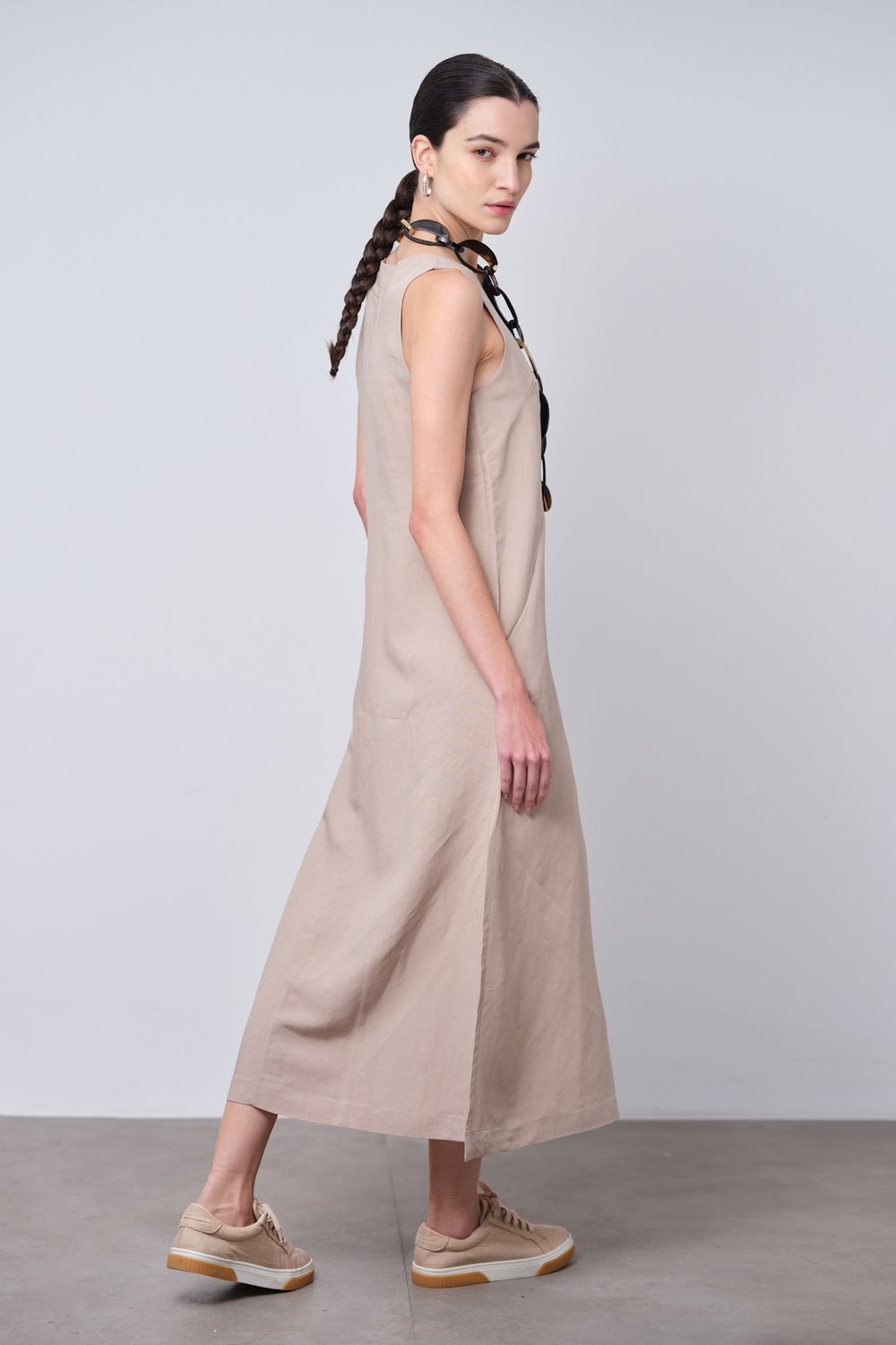 Vestido Linho Bege Daniela