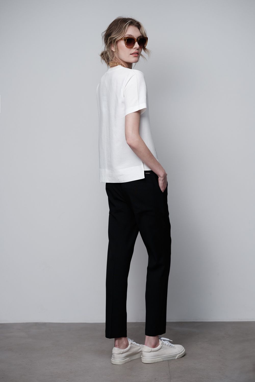 Blusa Linho com Tricot Off White Isadora