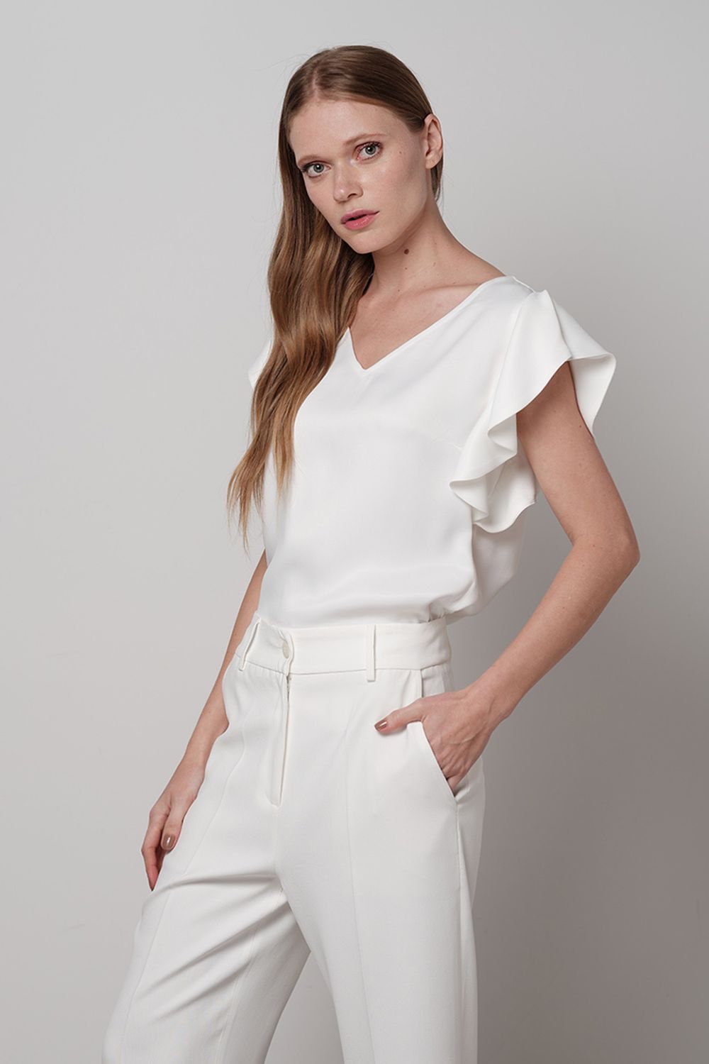Blusa Crepe Acetinado Off White Alicia