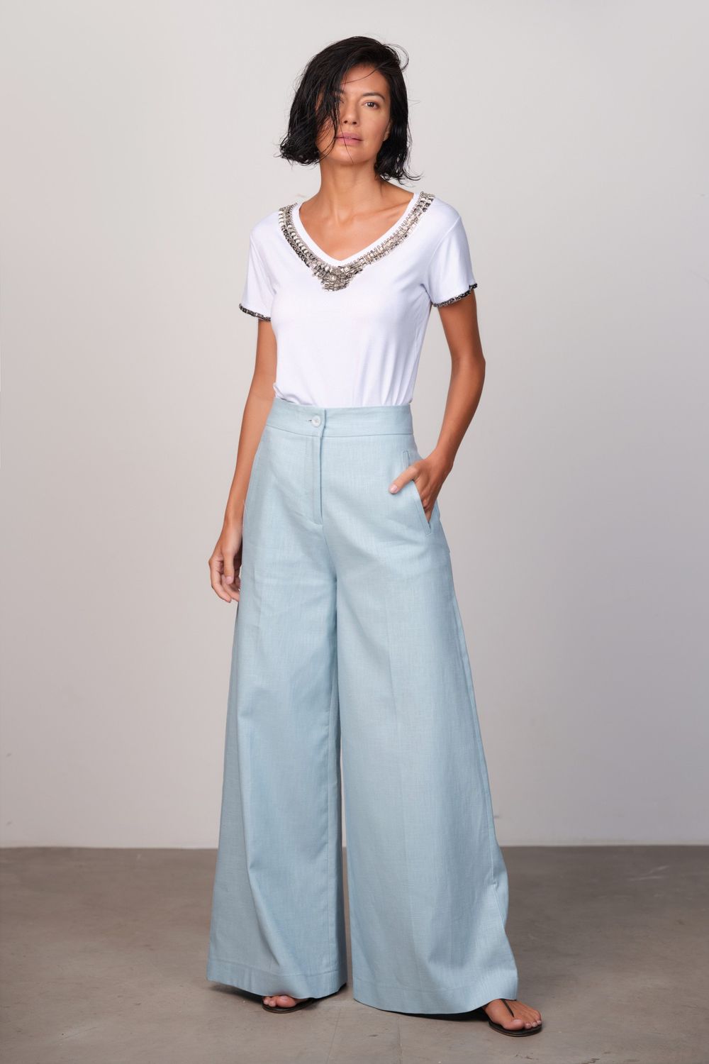 Calça Viscolinho Azul Betina