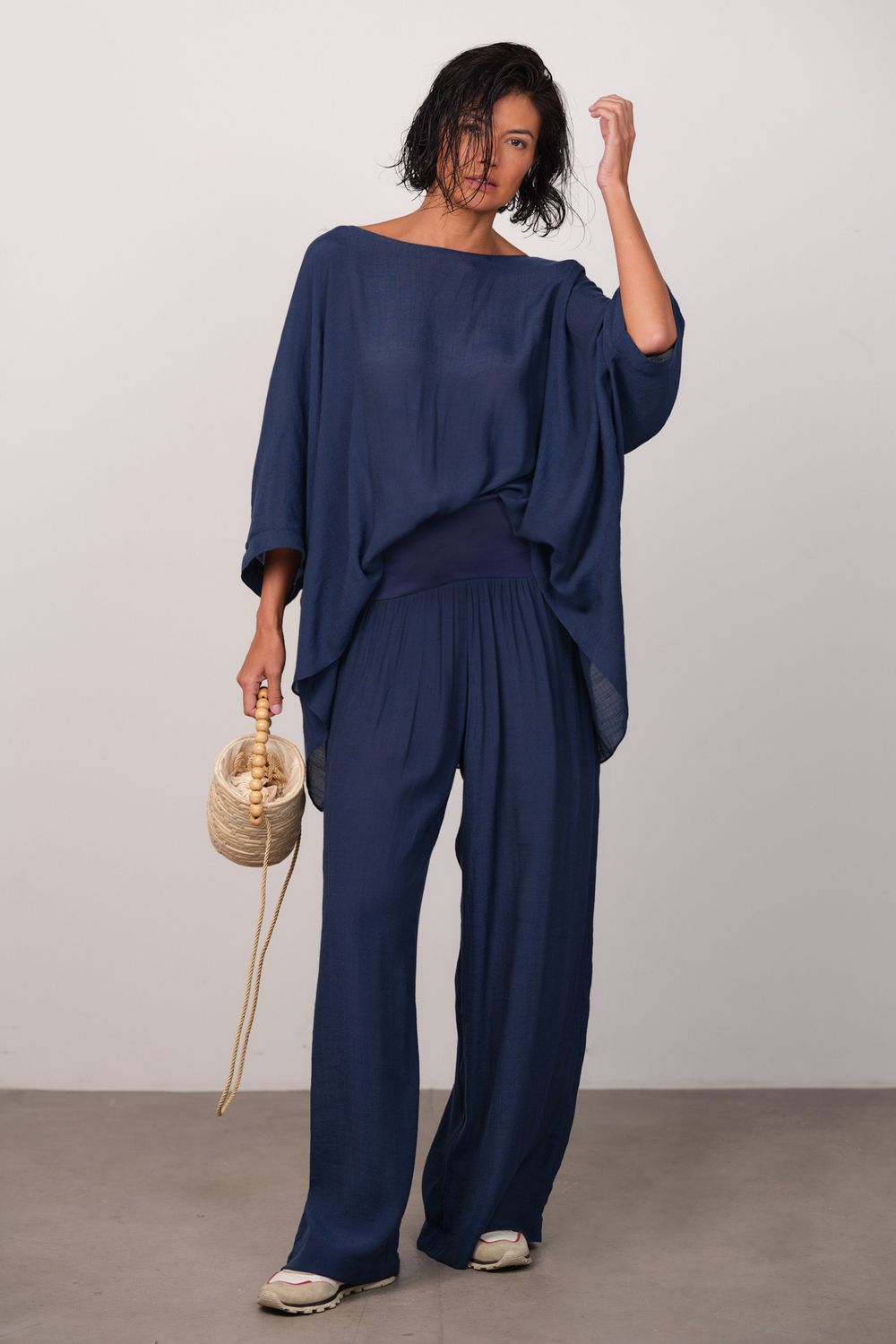 Blusa Musseline Marinho Valentina