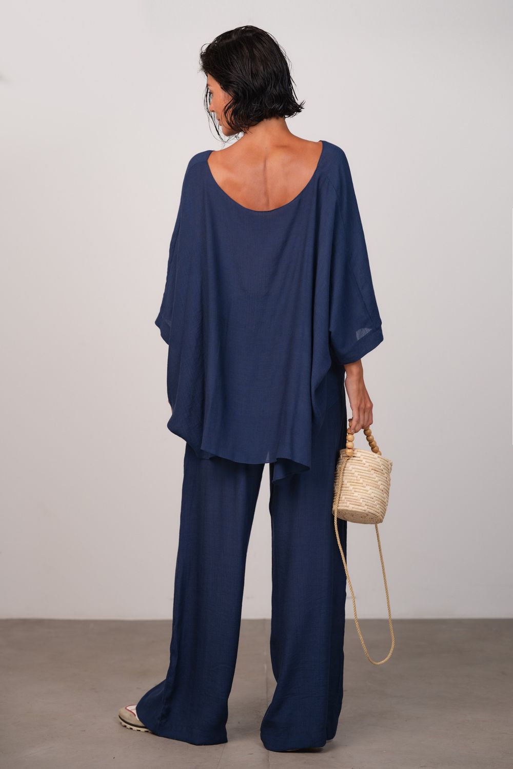 Blusa Musseline Marinho Valentina