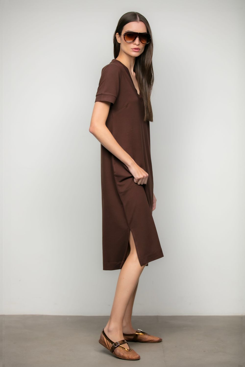 Vestido Moletinho Café Elizete