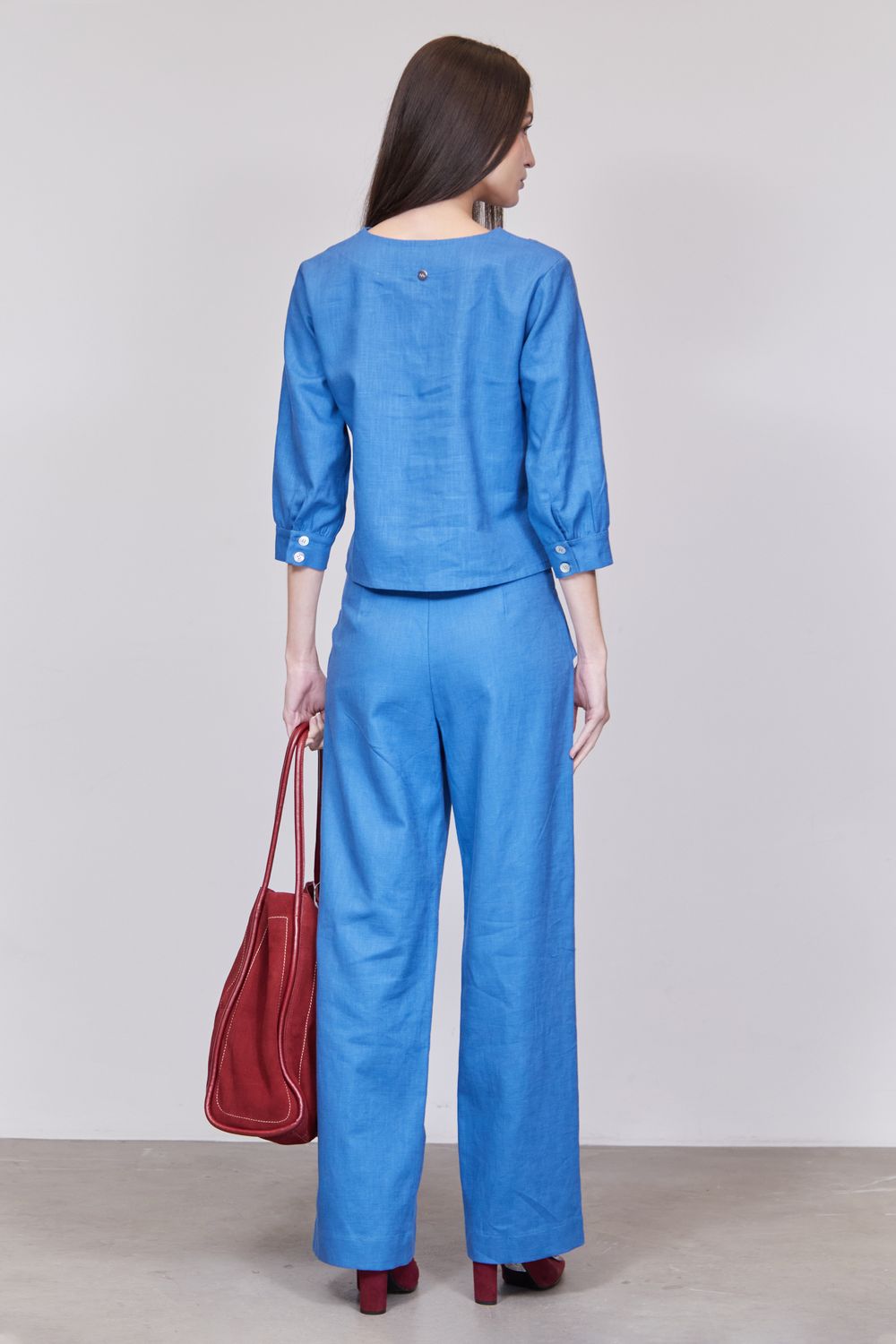 Calça Pantalona  Rami Azul Livia