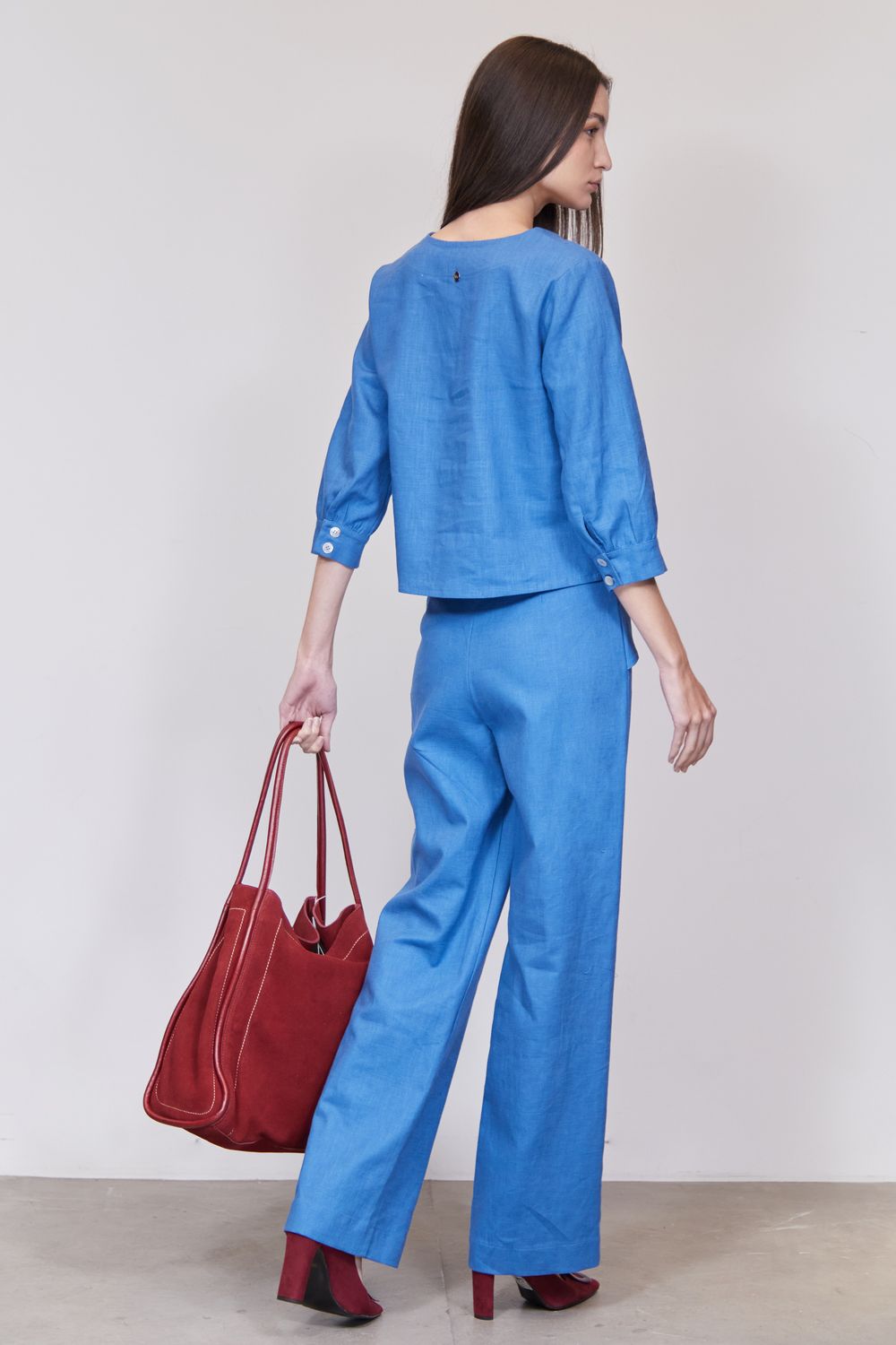 Calça Pantalona  Rami Azul Livia