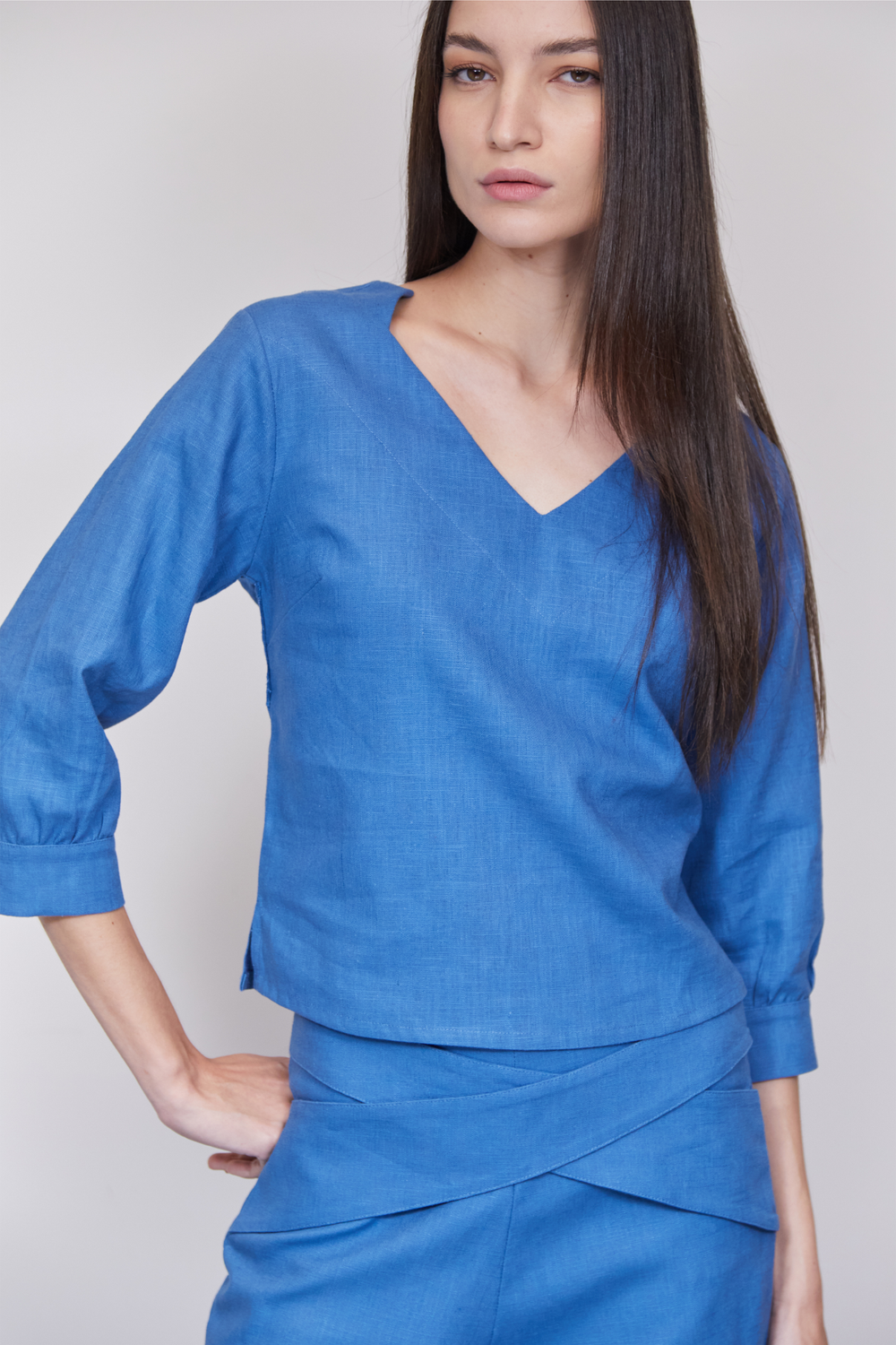 Calça Pantalona  Rami Azul Livia