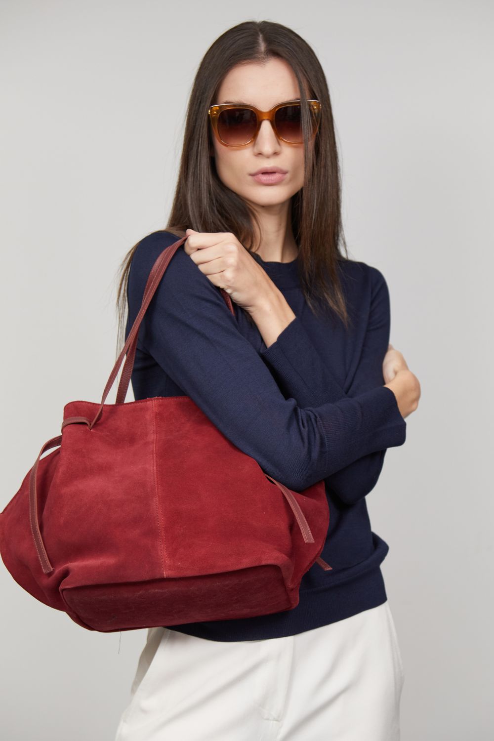 Bolsa de Camurça Bordô Sandra