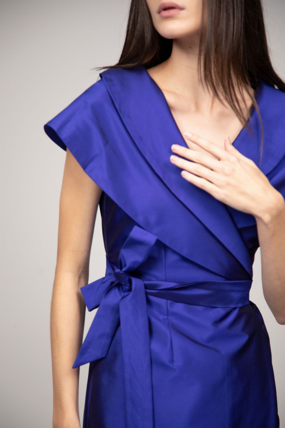 Vestido Tafetá Azul Manuela