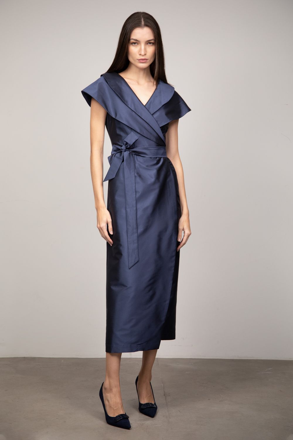 Vestido Tafetá Marinho Manuela