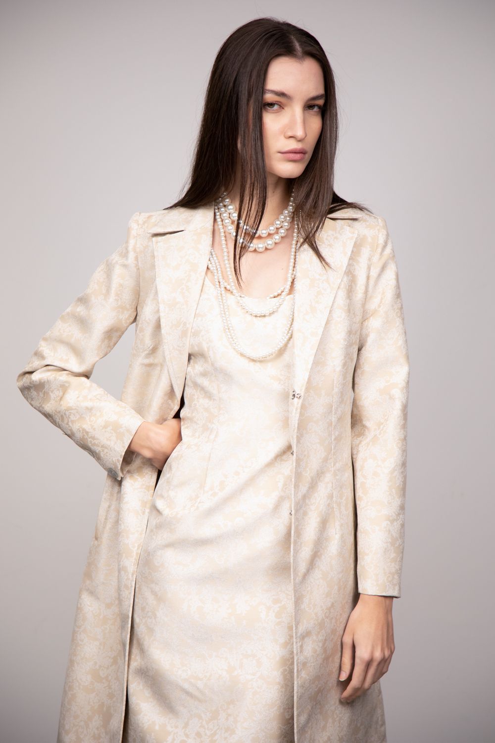 Casaco Jacquard Dourado Rebeca