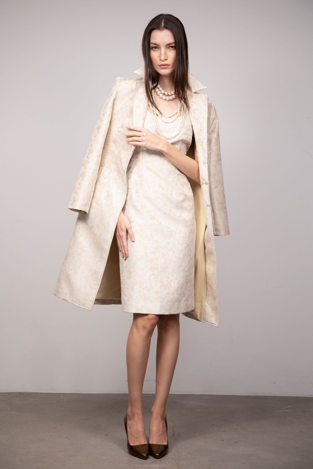Casaco Jacquard Dourado Rebeca