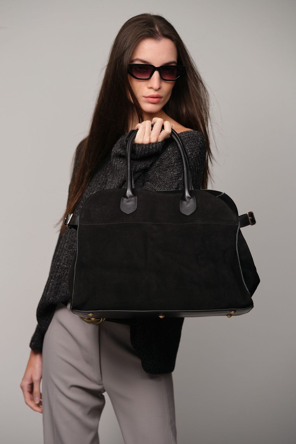 Bolsa Shopper Camurça Preta Milena