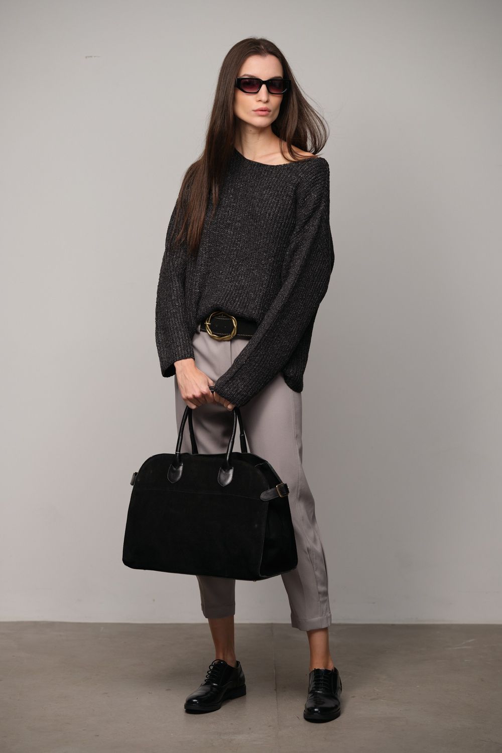 Bolsa Shopper Camurça Preta Milena