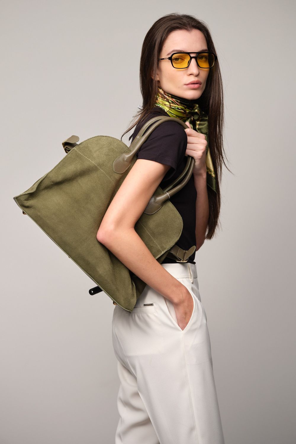 Bolsa Shopper Camurça Verde Milena