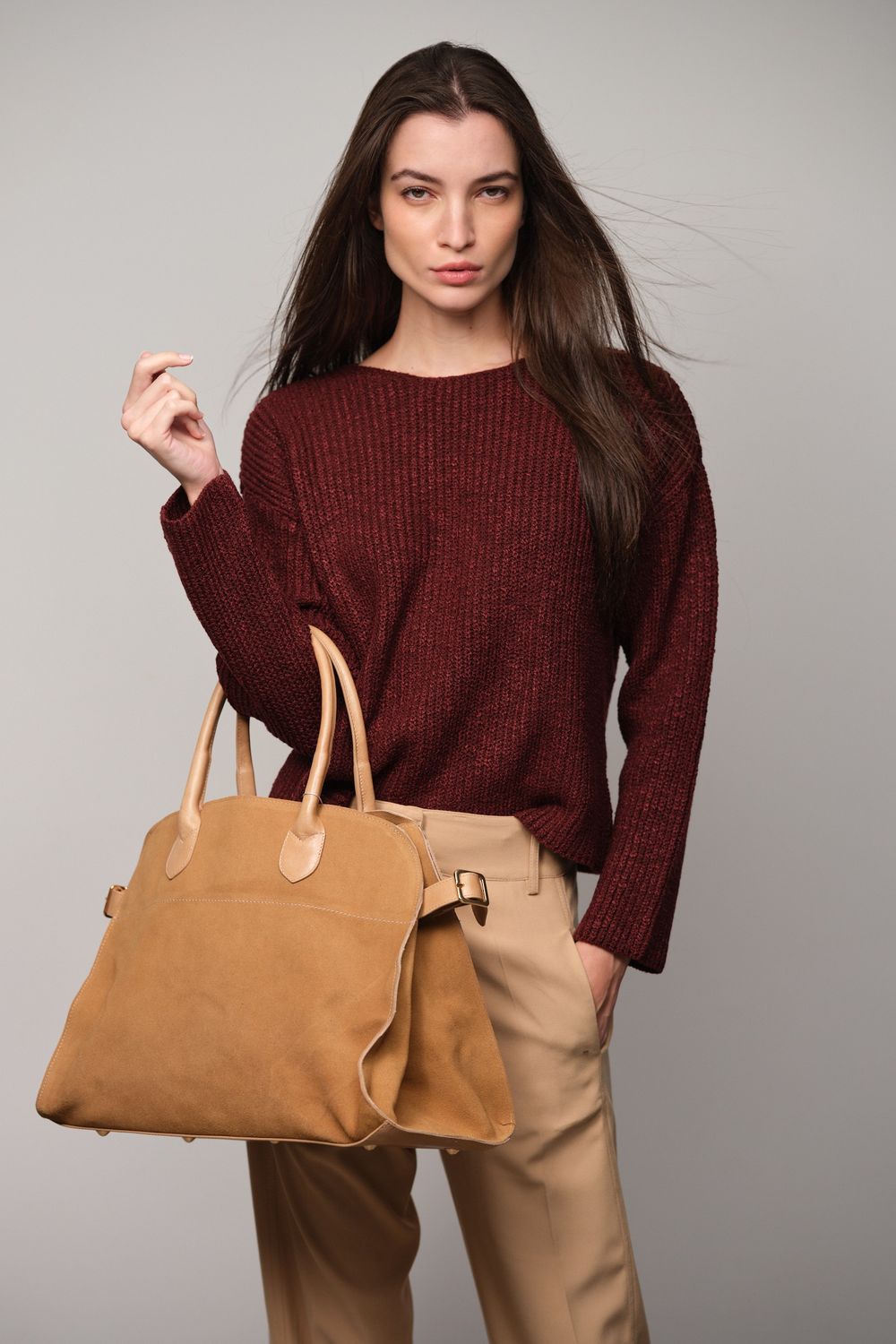 Bolsa Shopper Camurça Bege Milena