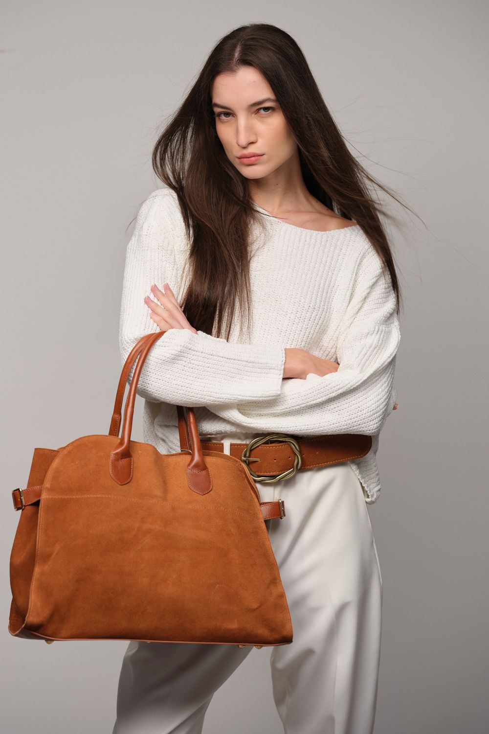 Bolsa Shopper Camurça Camel Milena