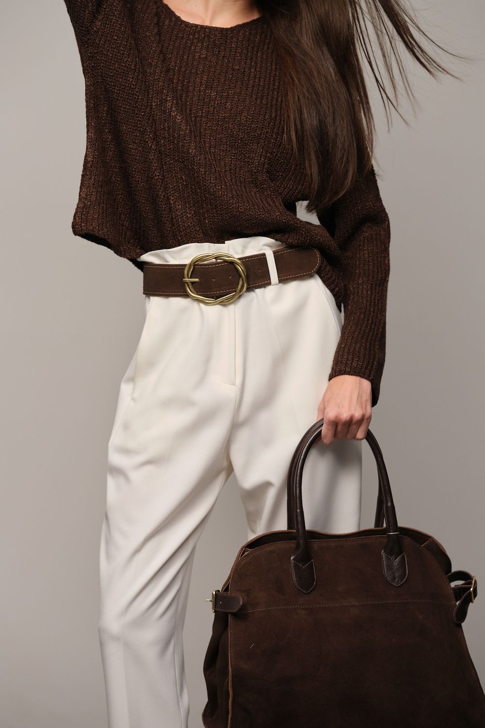 Bolsa Shopper Camurça Pinhão Milena