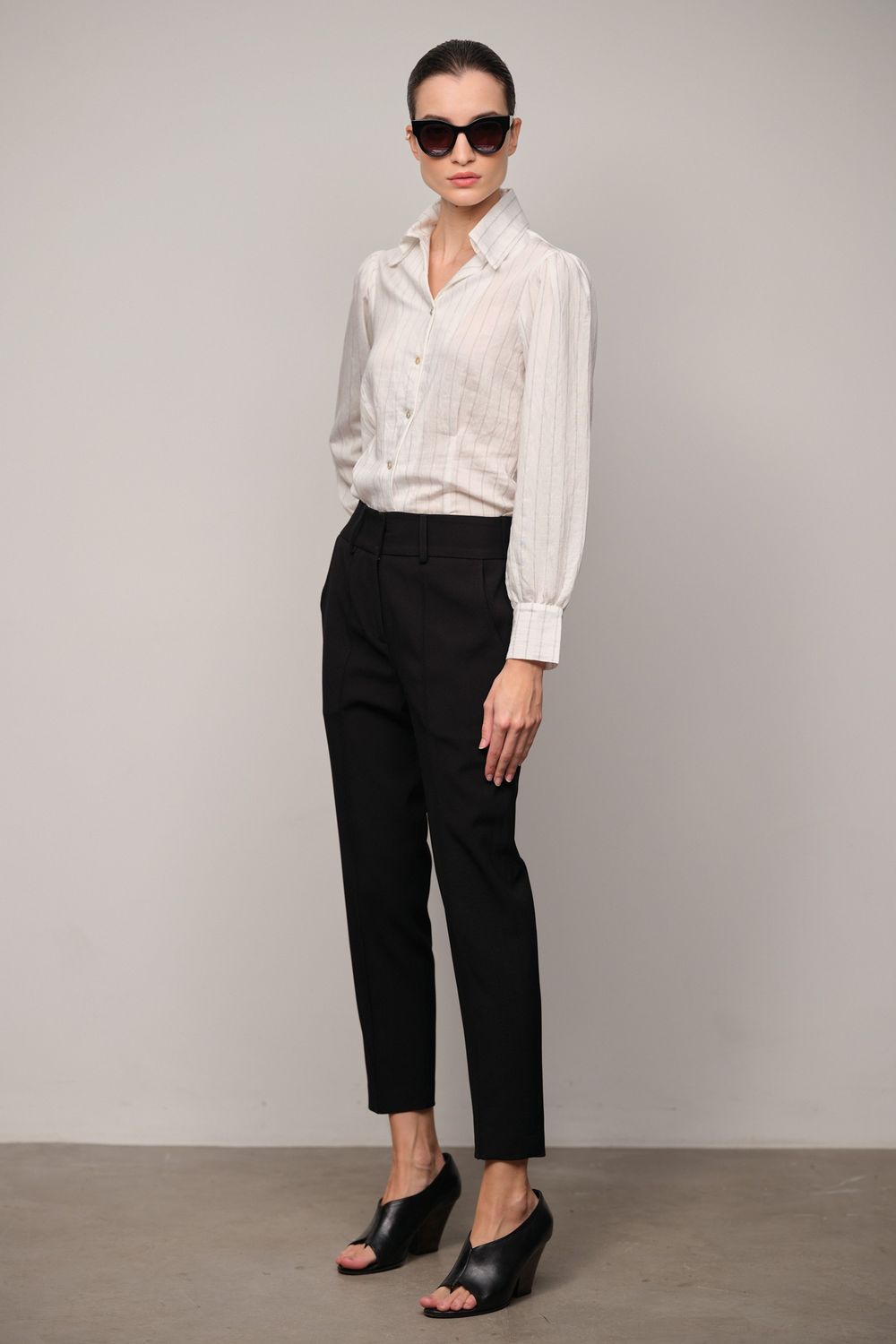 Camisa Risca de Giz  Fio Tinto com Viscose  Zoe