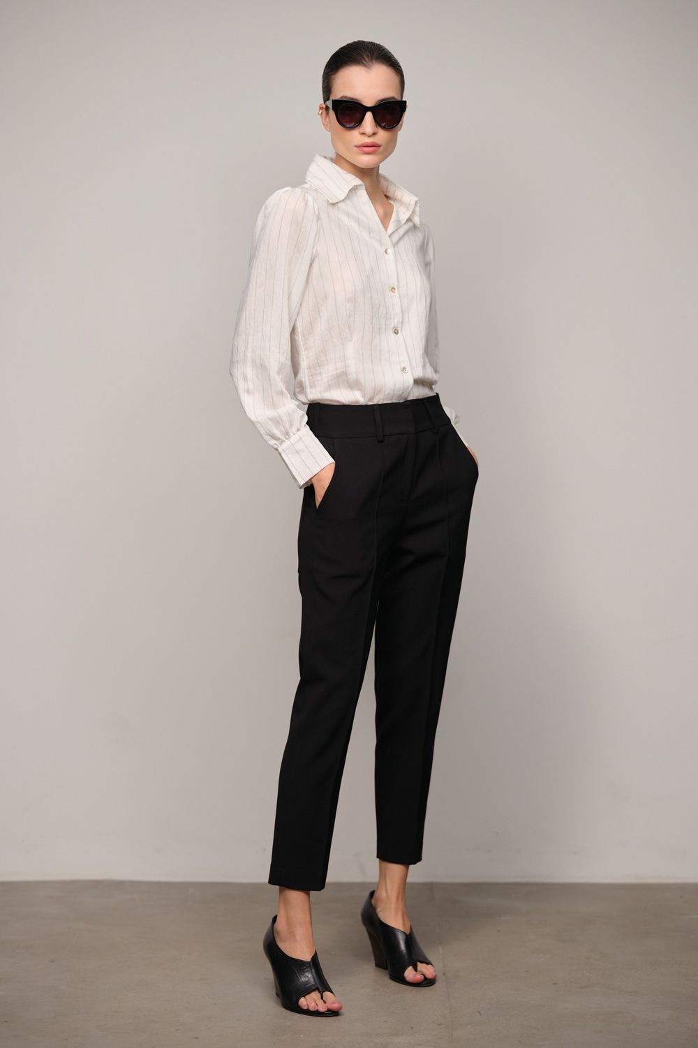 Camisa Risca de Giz  Fio Tinto com Viscose  Zoe