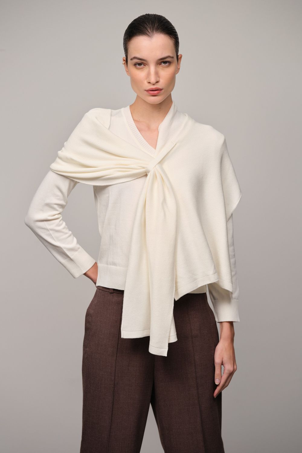 Calça Pantalona Alfaitaria Marrom Marcela 
