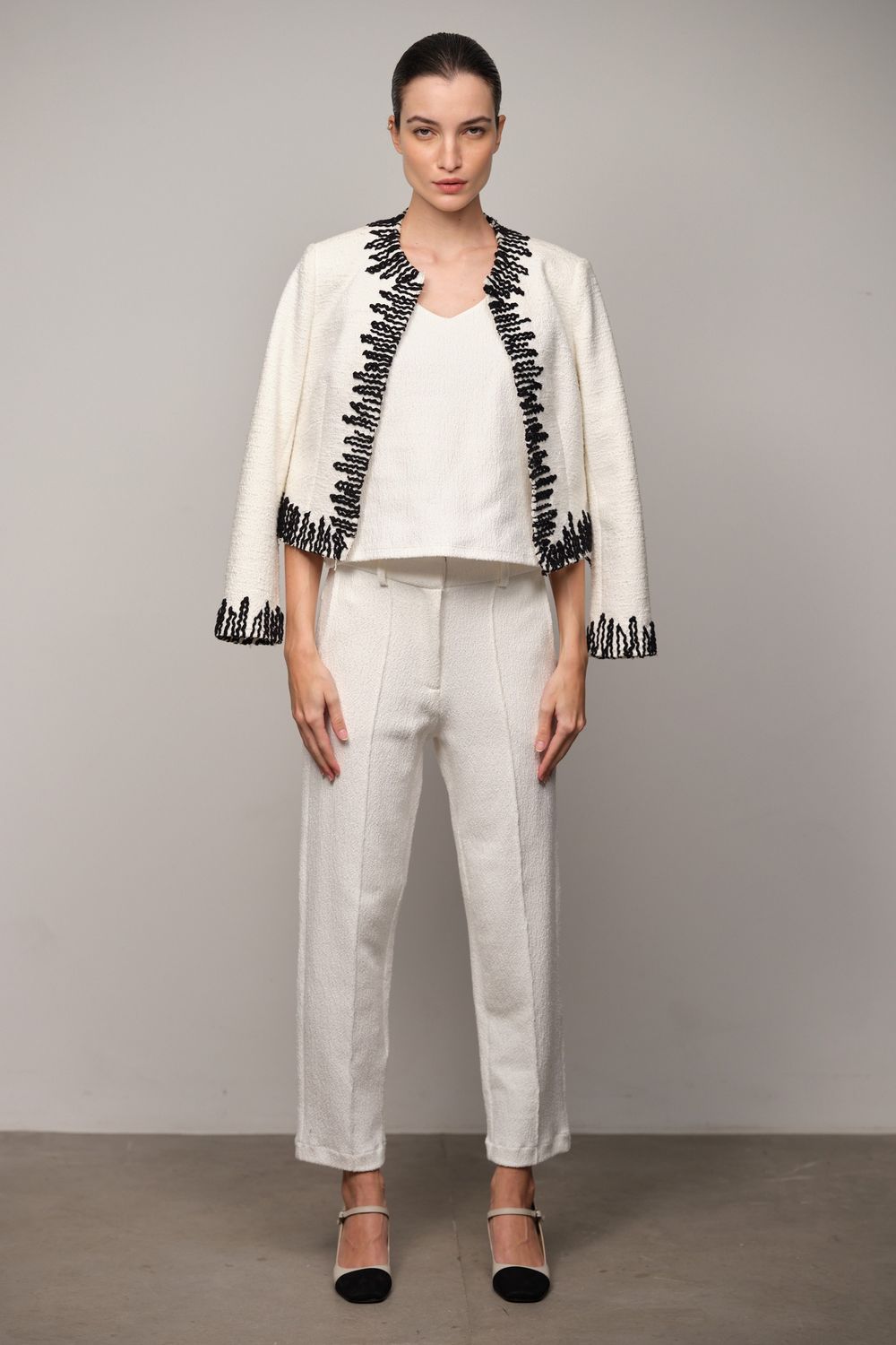 Calça Malha  Boucle Off White Vivian
