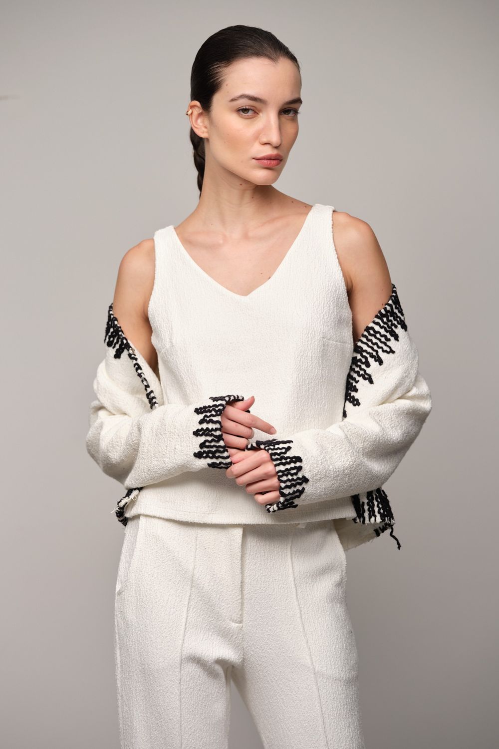 Top Malha  Boucle Off White Vivian