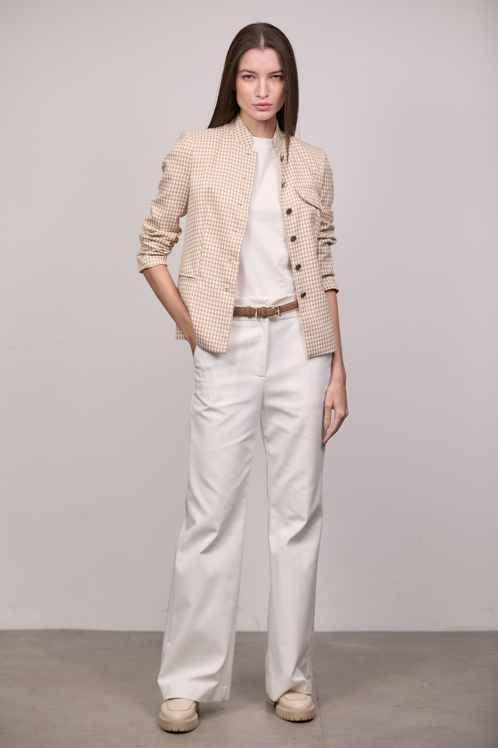 Blazer Xadrez Bege Luiza 