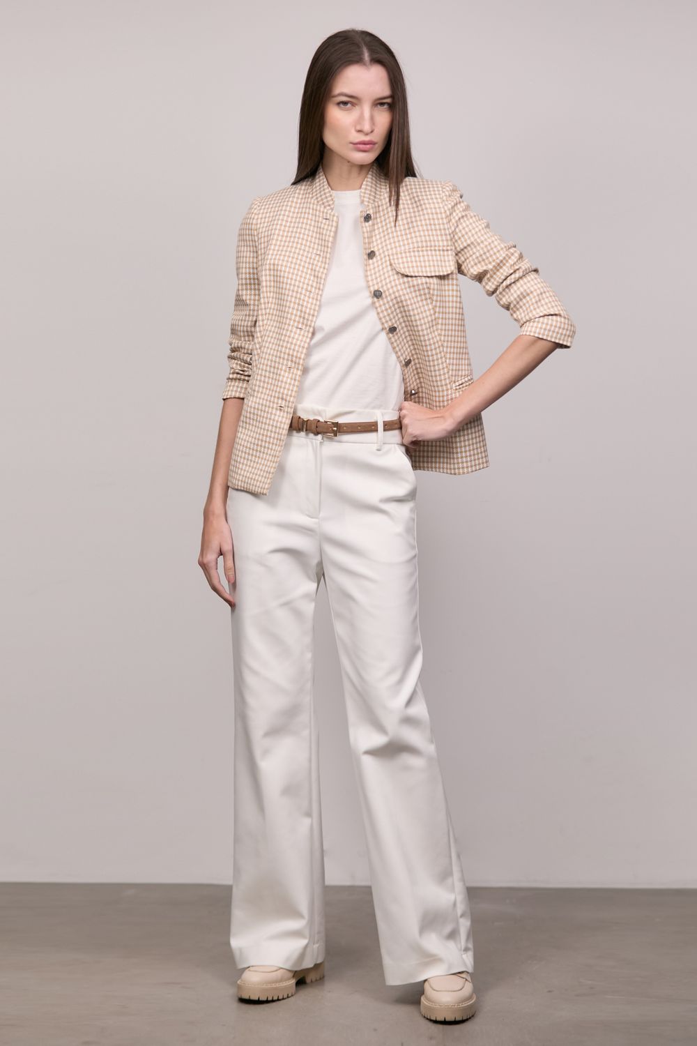 Blazer Xadrez Bege Luiza 