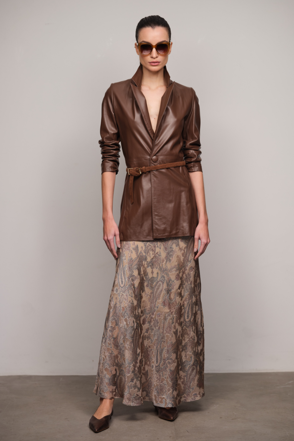 Saia Midi Estampa Cashmere Devore Isis