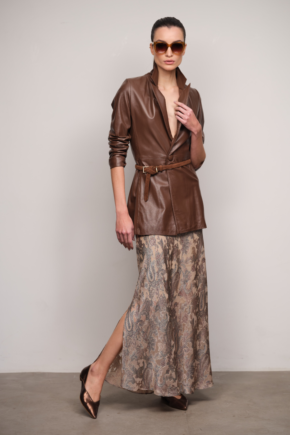Saia Midi Estampa Cashmere Devore Isis