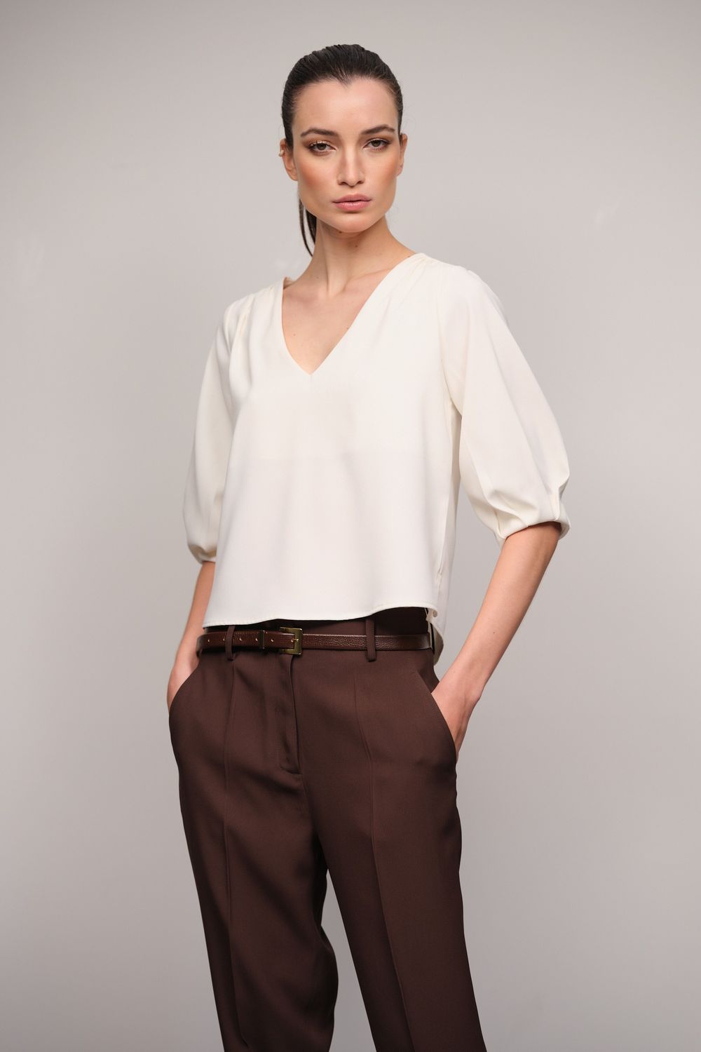 Cinto Fino Couro Marrom Lais