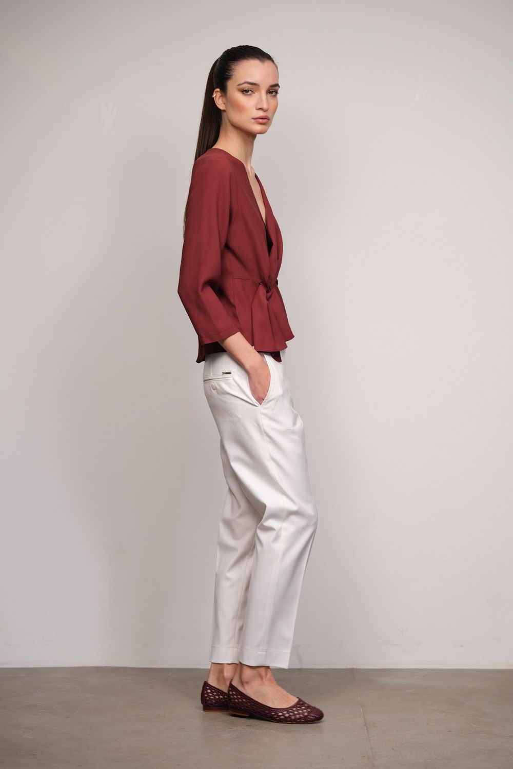 Blusa Crepe Patou Vinho Leticia