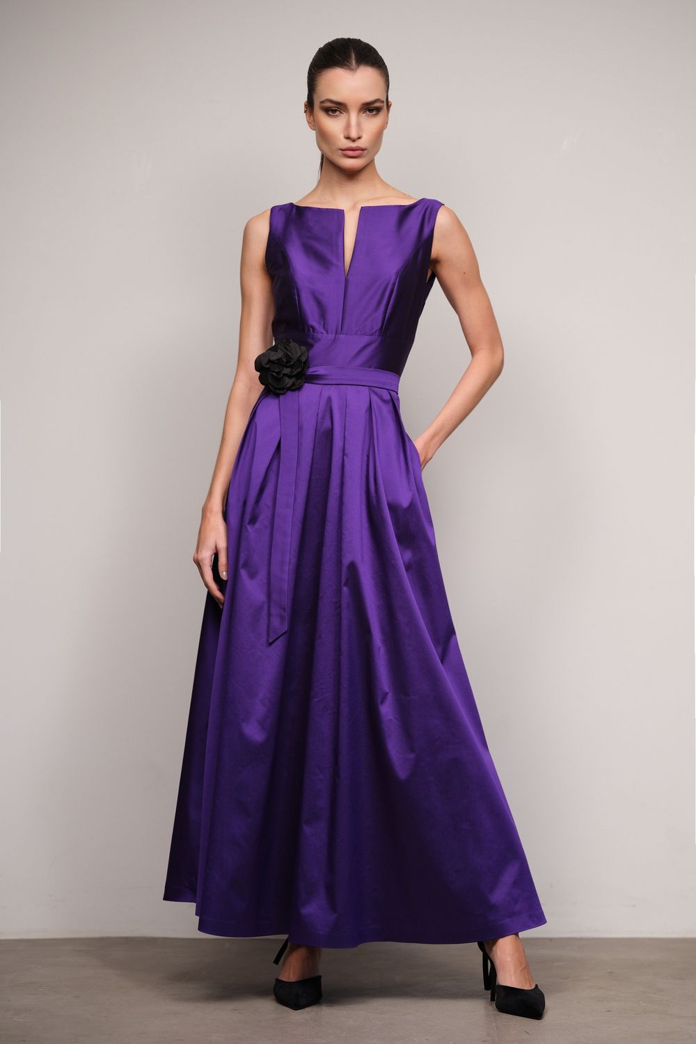 Vestido Longo de Tafetá Ametista Luiza
