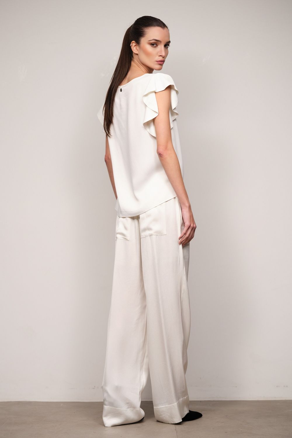 Blusa Crepe Acetinado Off White Alicia