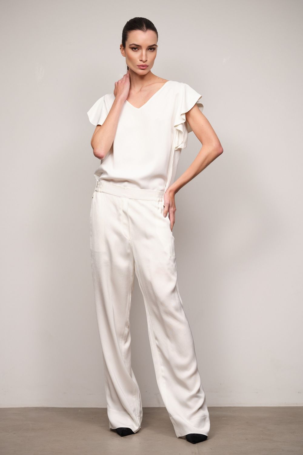 Blusa Crepe Acetinado Off White Alicia