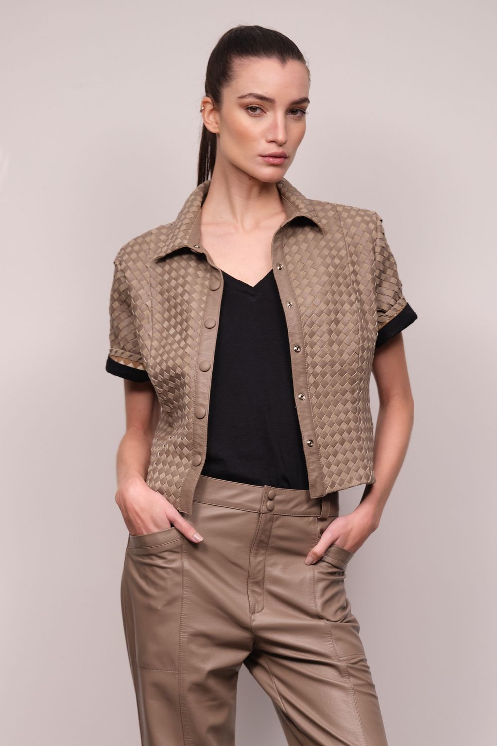Camisa Couro Matelassê Fendi Lais