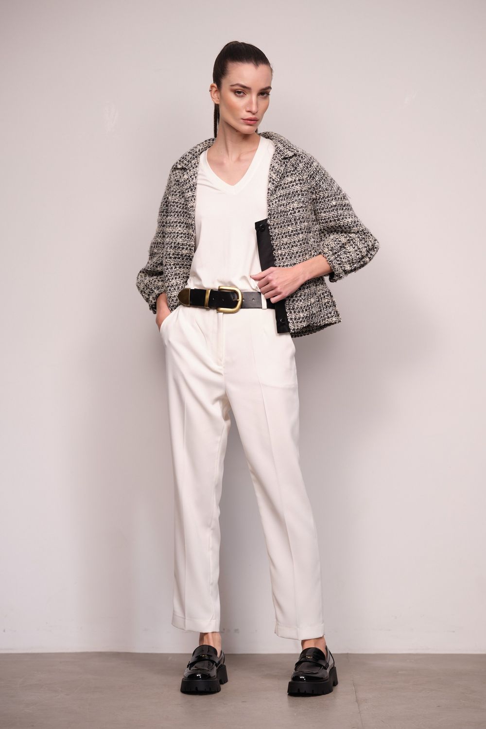 Casaco Tweed Cinza Veneza