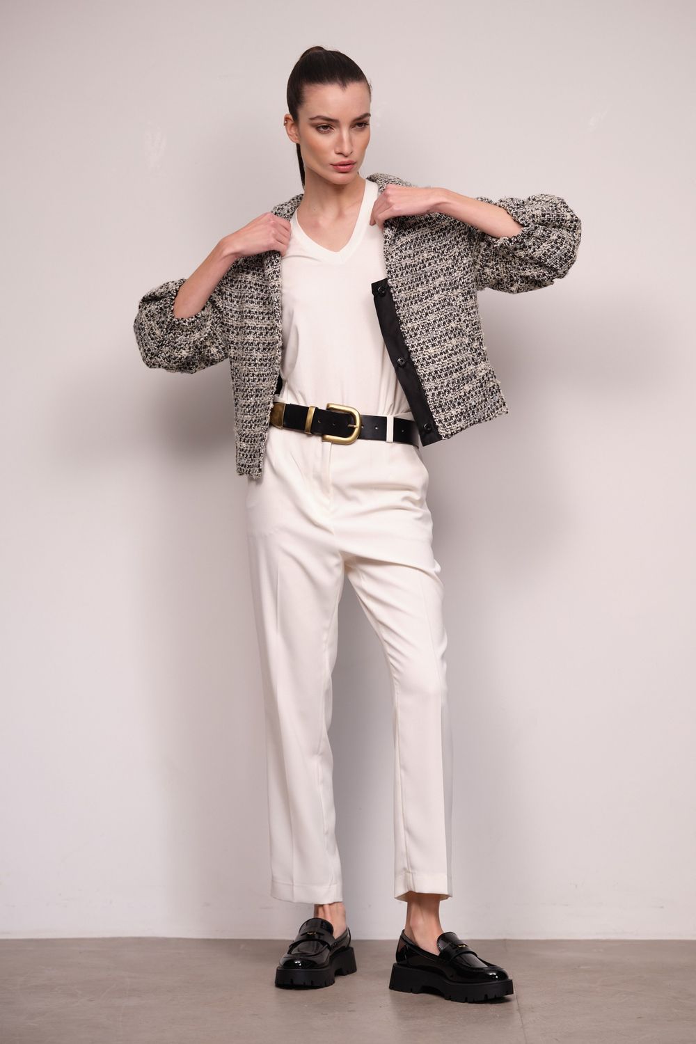 Casaco Tweed Cinza Veneza